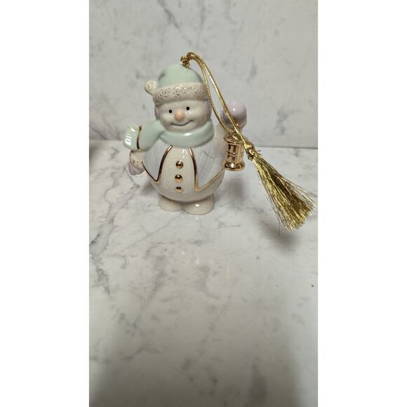 Lenox porcelain collectable snowman Christmas ornament marked with box - Picture 1 of 9